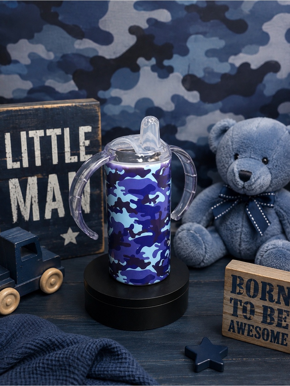 💙 Blue Camo TotSip™ | 12 oz Stainless Steel Sippy Cup